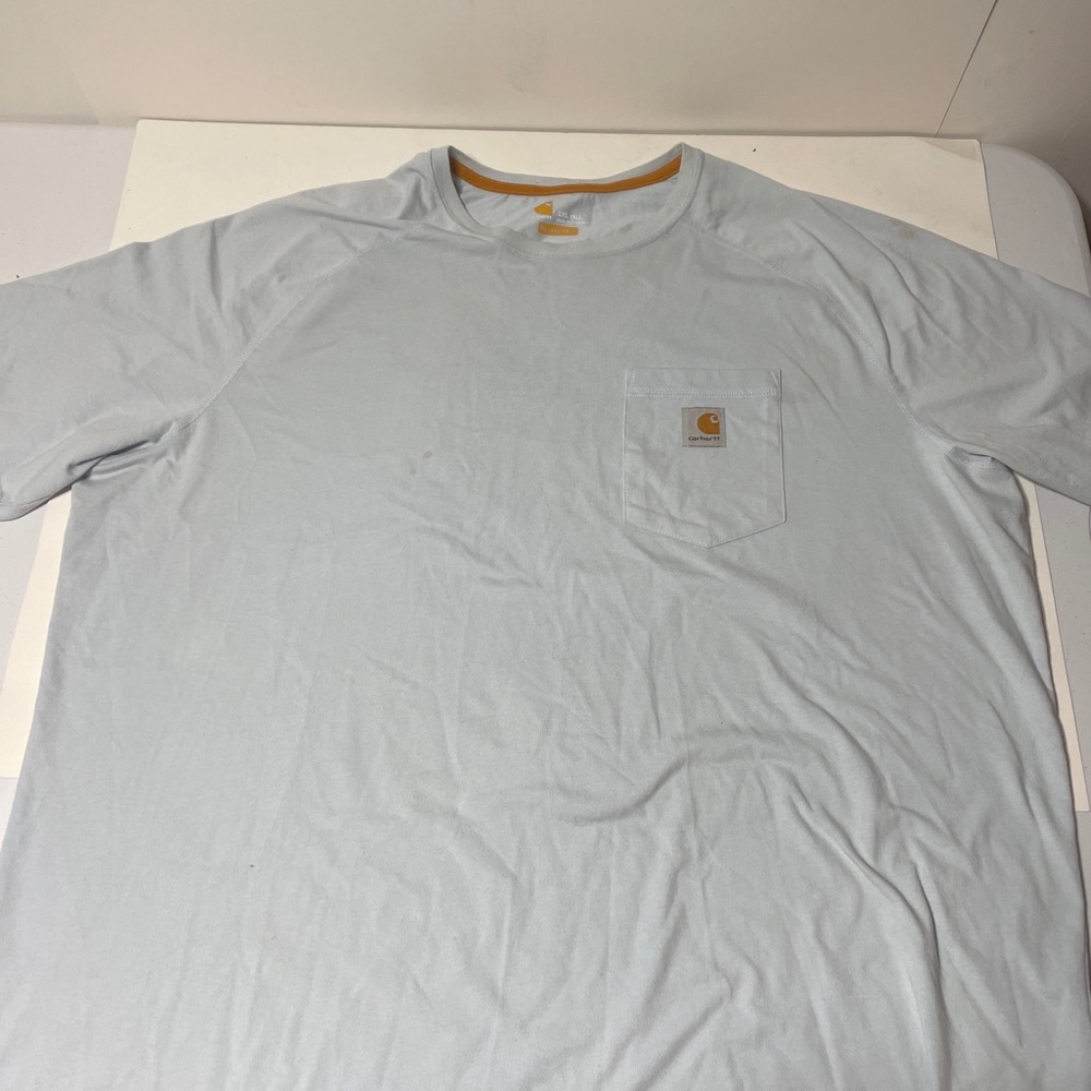 Carhartt short sleeve mens baby blue “Force”TShirt.pocket sleeve embroidered 2XL